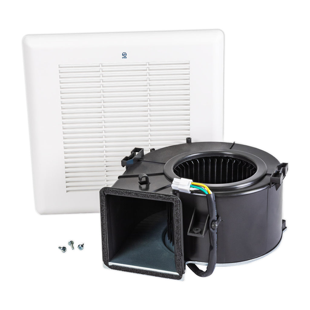 The QFBB trim pack includes the blower wheel motor, grille, and hardware to finish installation.